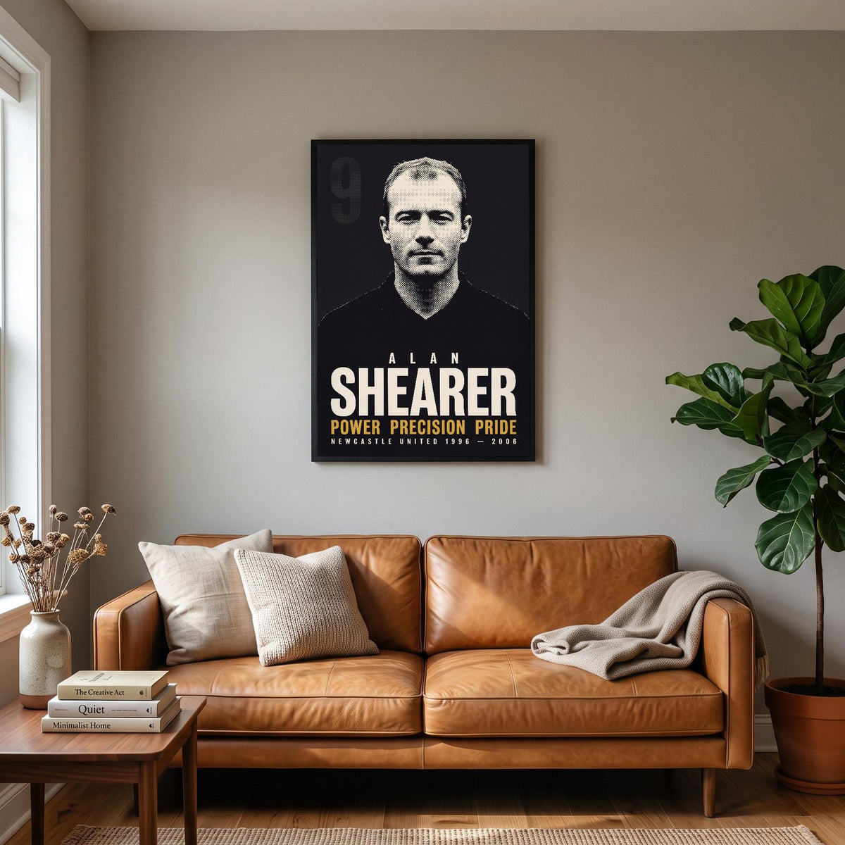 Alan Shearer Print hanging on a living room wall