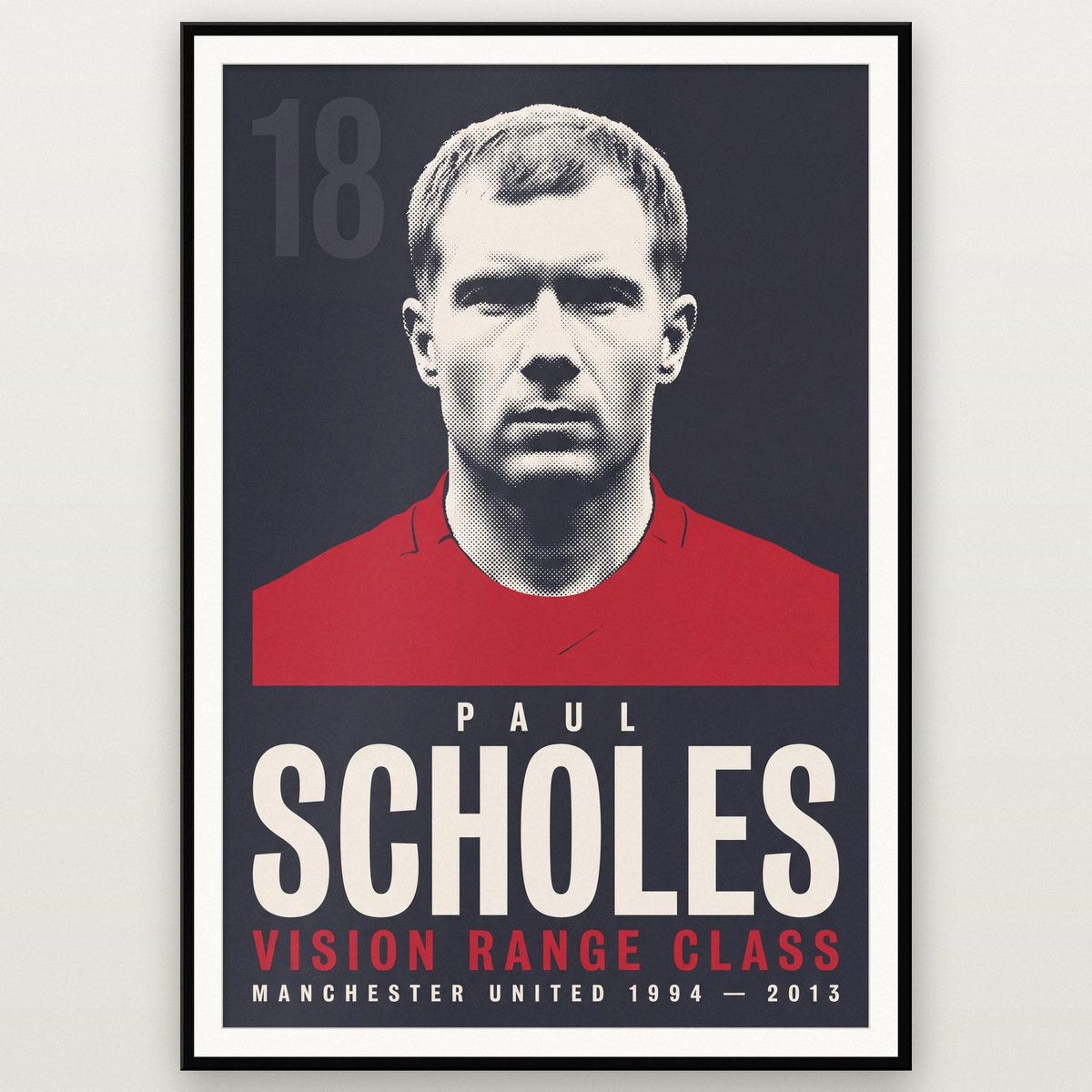 Paul Scholes Print shown in a black frame