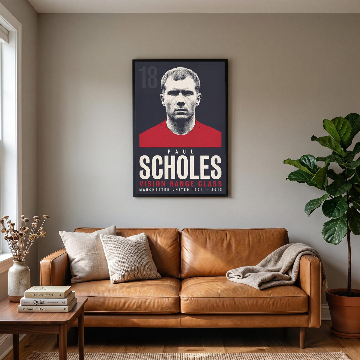 Paul Scholes Print hanging on a living room wall