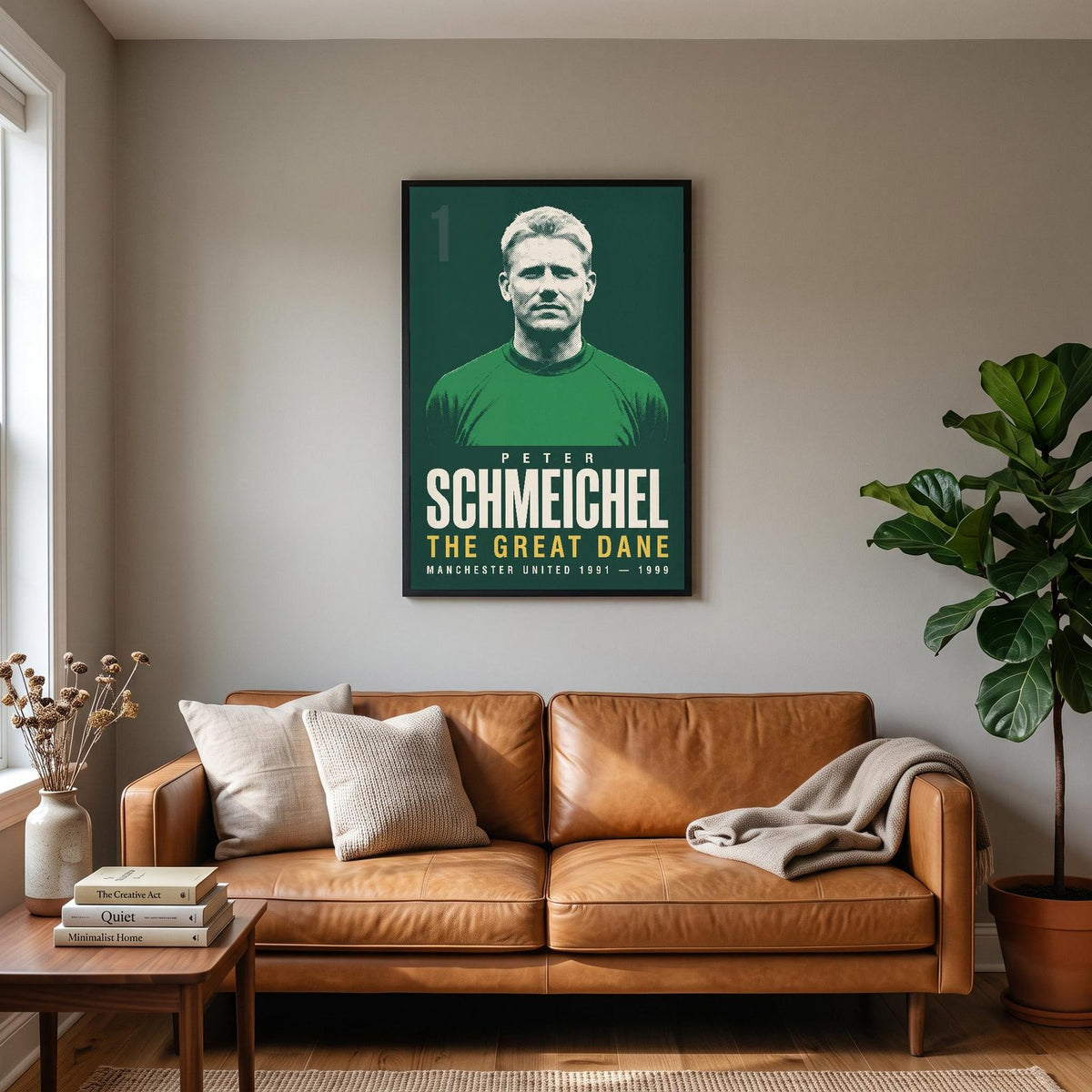 Peter Schmeichel Print hanging on a living room wall