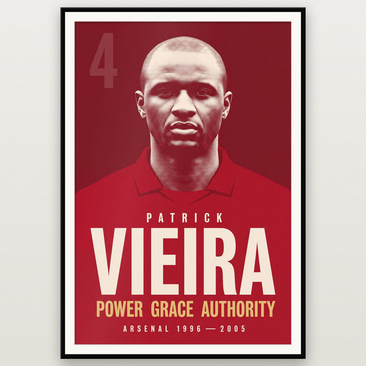 Patrick Vieira Print shown in a black frame