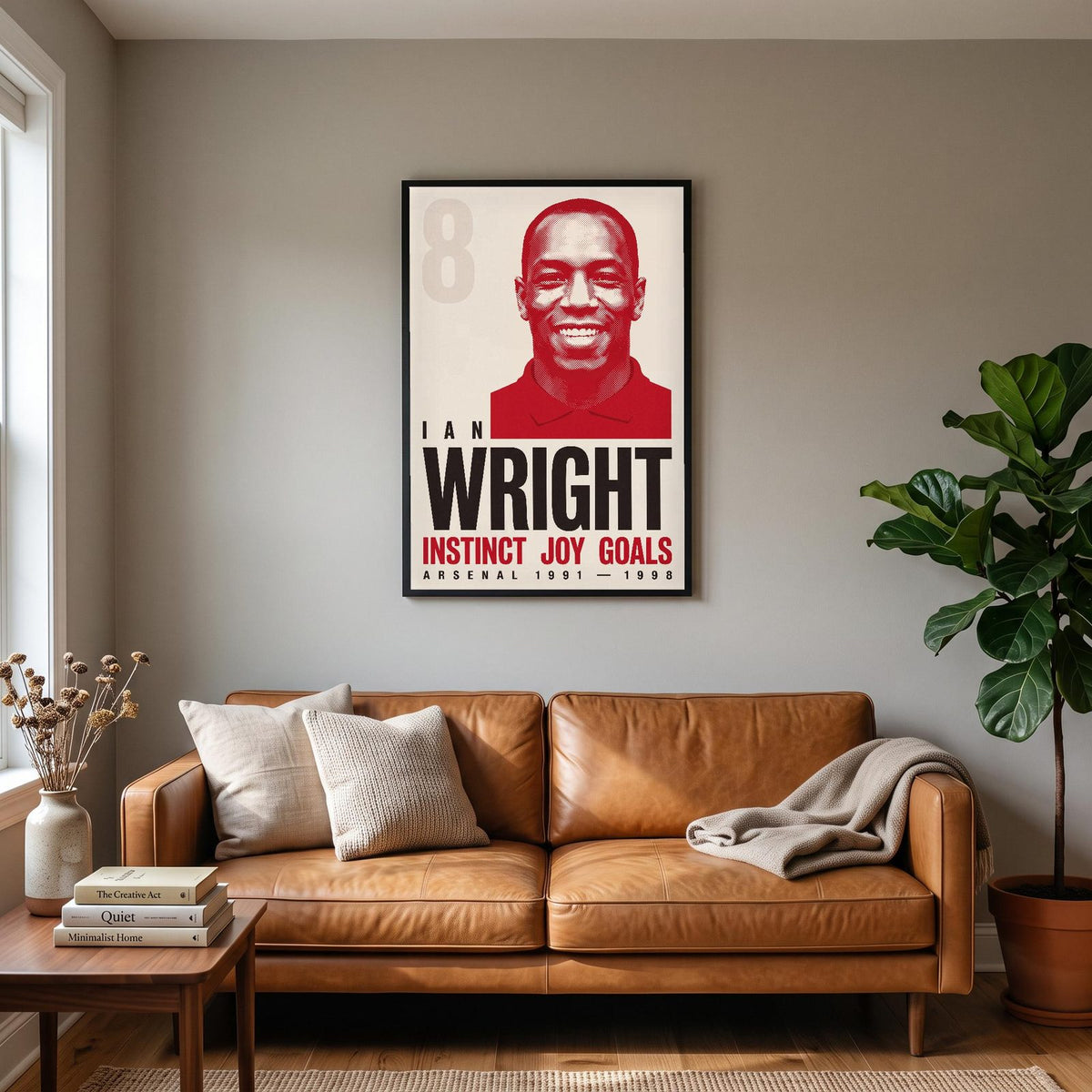 Ian Wright Print hanging on a living room wall