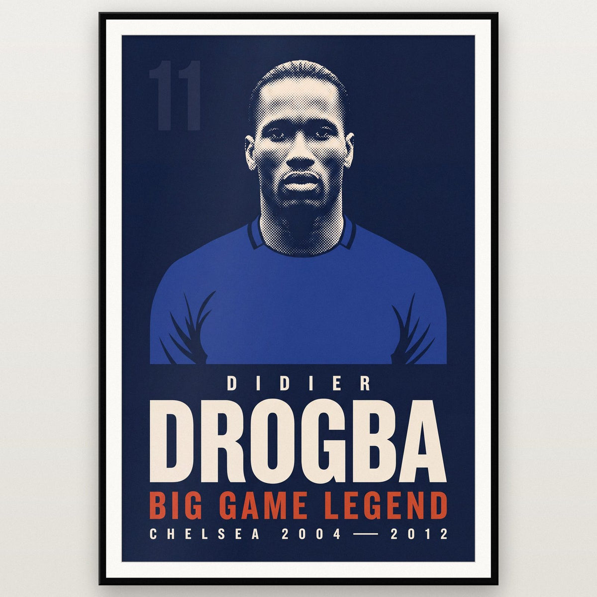 Didier Drogba Print shown in a black frame