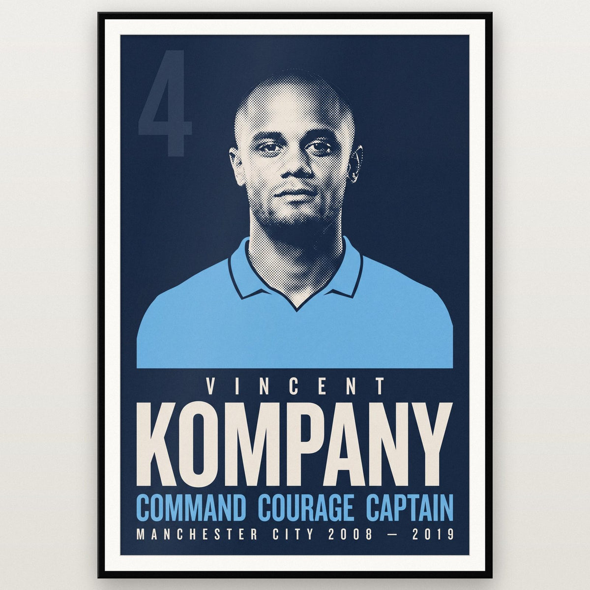 Vincent Kompany Print shown in a black frame