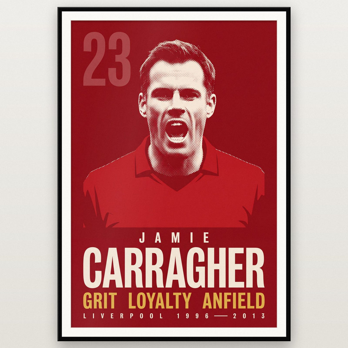 Jamie Carragher Print shown in a black frame