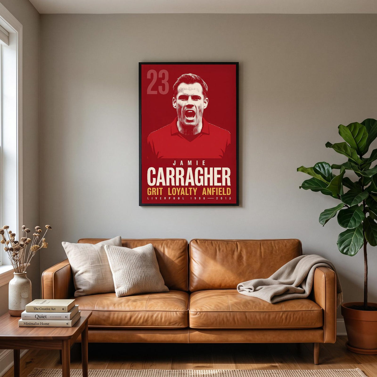 Jamie Carragher Print hanging on a living room wall