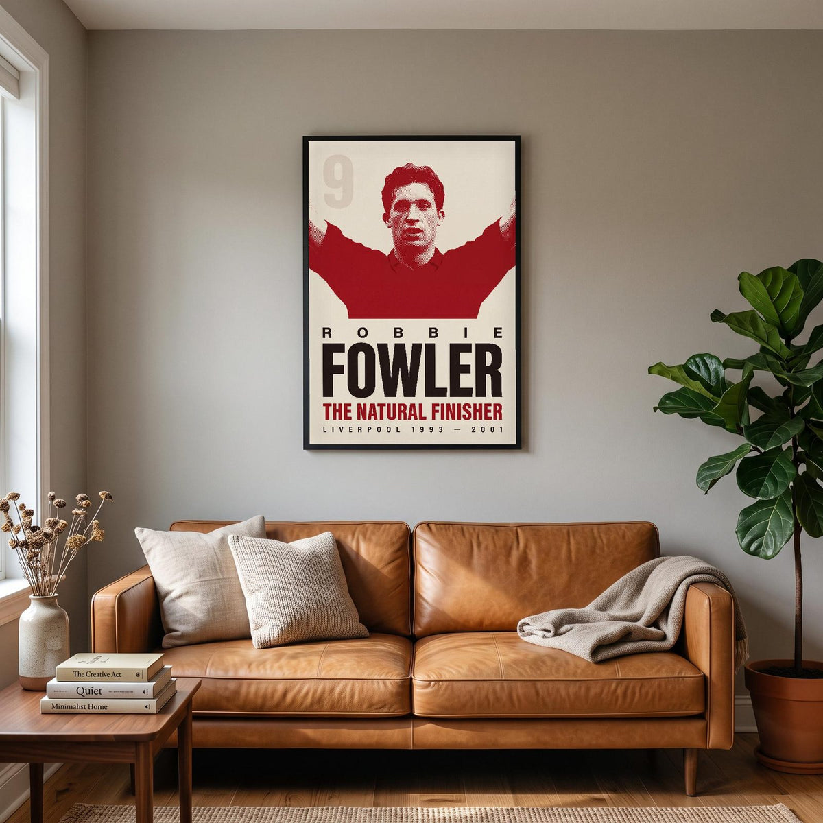 Robbie Fowler Print hanging on a living room wall