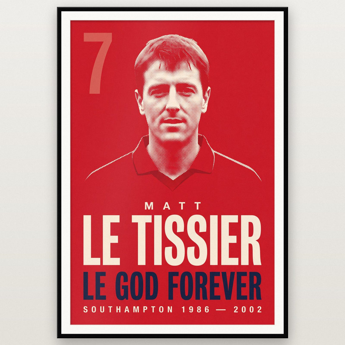 Matt Le Tissier Print shown in a black frame