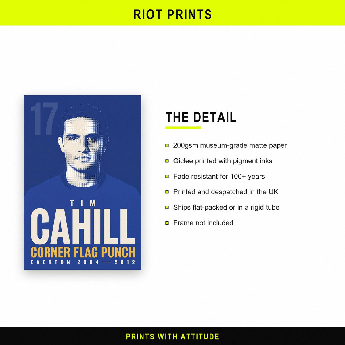 Tim Cahill Corner Flag Punch Everton Football Art Print