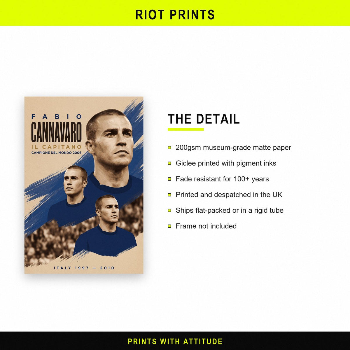 Fabio Cannavaro Il Capitano Italy Football Art Print