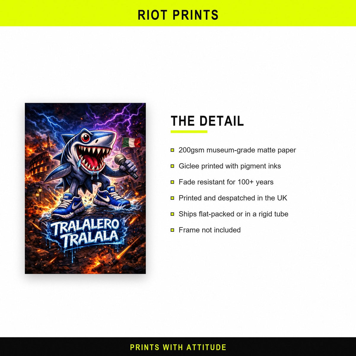 Tralalero Tralala Shark Meme Poster paper and printing specification