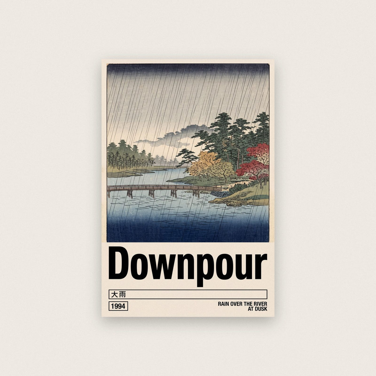 Downpour Japanese Woodblock Rain Art Print