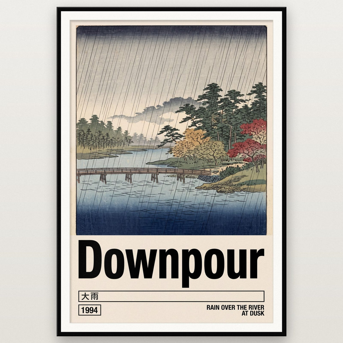 Downpour Japanese Woodblock Rain Art Print