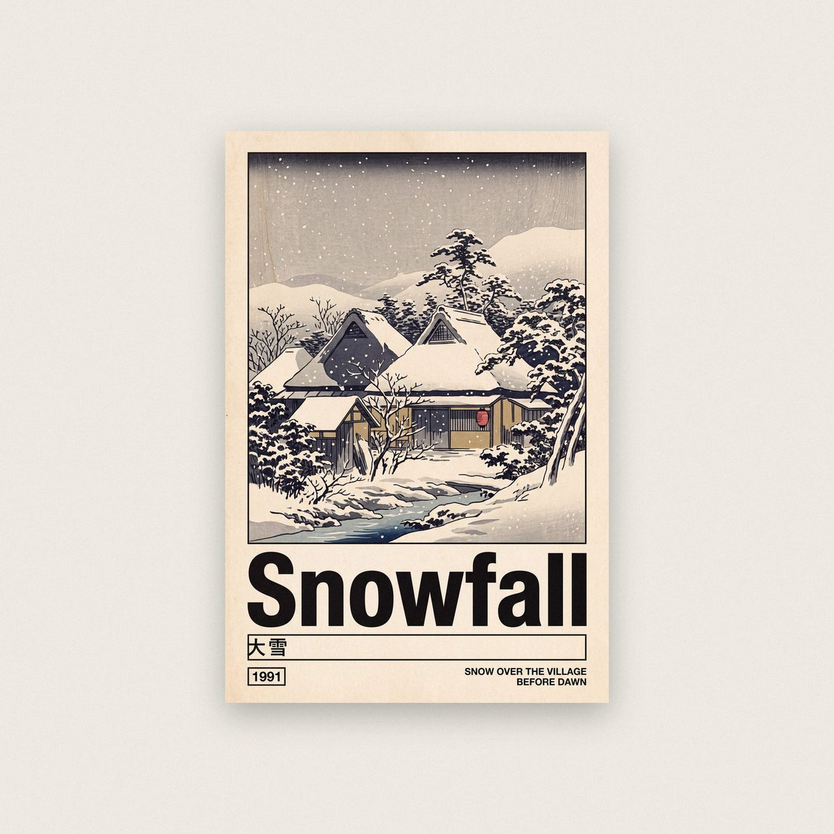 Snowfall Japanese Woodblock Winter Art Print