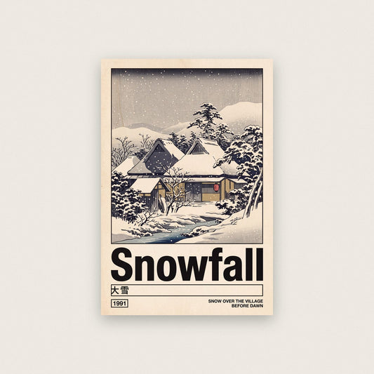 Snowfall Japanese Woodblock Winter Art Print