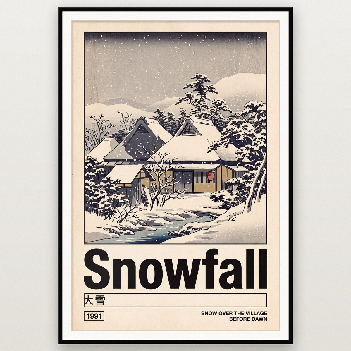 Snowfall Japanese Woodblock Winter Art Print