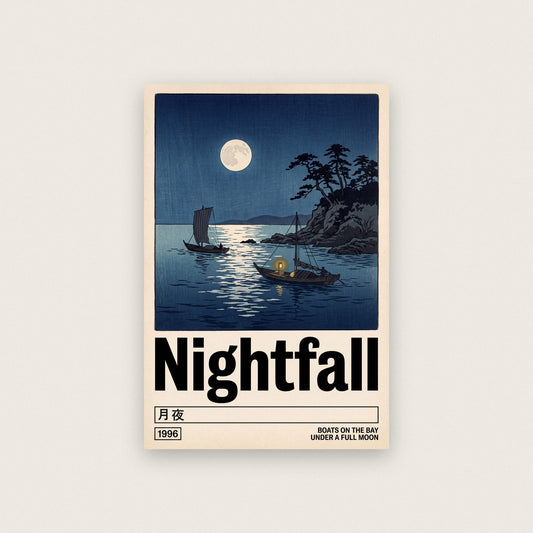 Nightfall Japanese Woodblock Moon Art Print