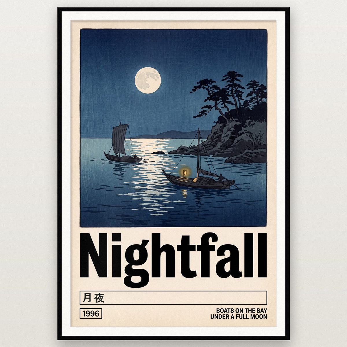 Nightfall Japanese Woodblock Moon Art Print