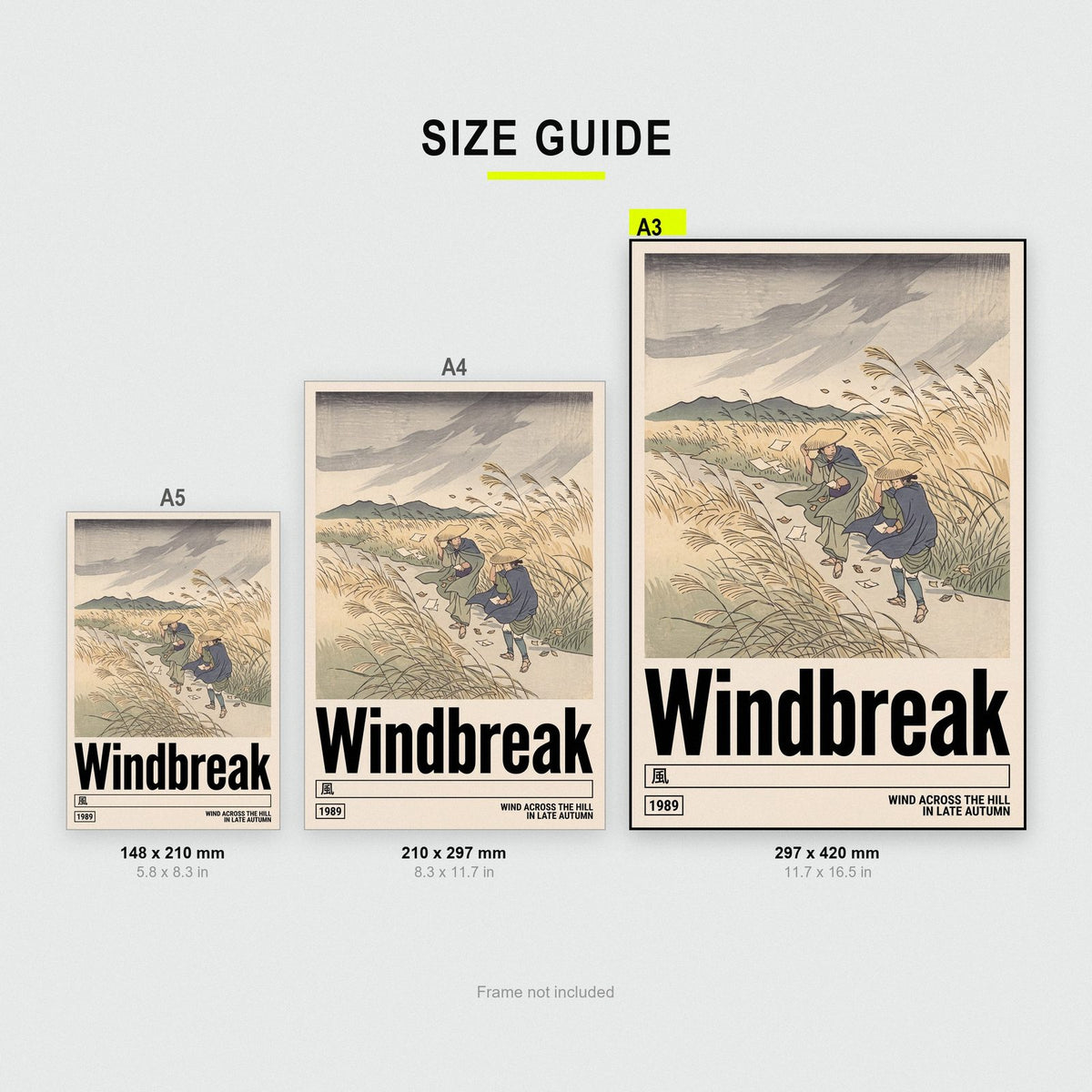 Windbreak Japanese Woodblock Autumn Art Print