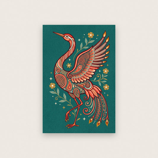 Crane Folk Art Print