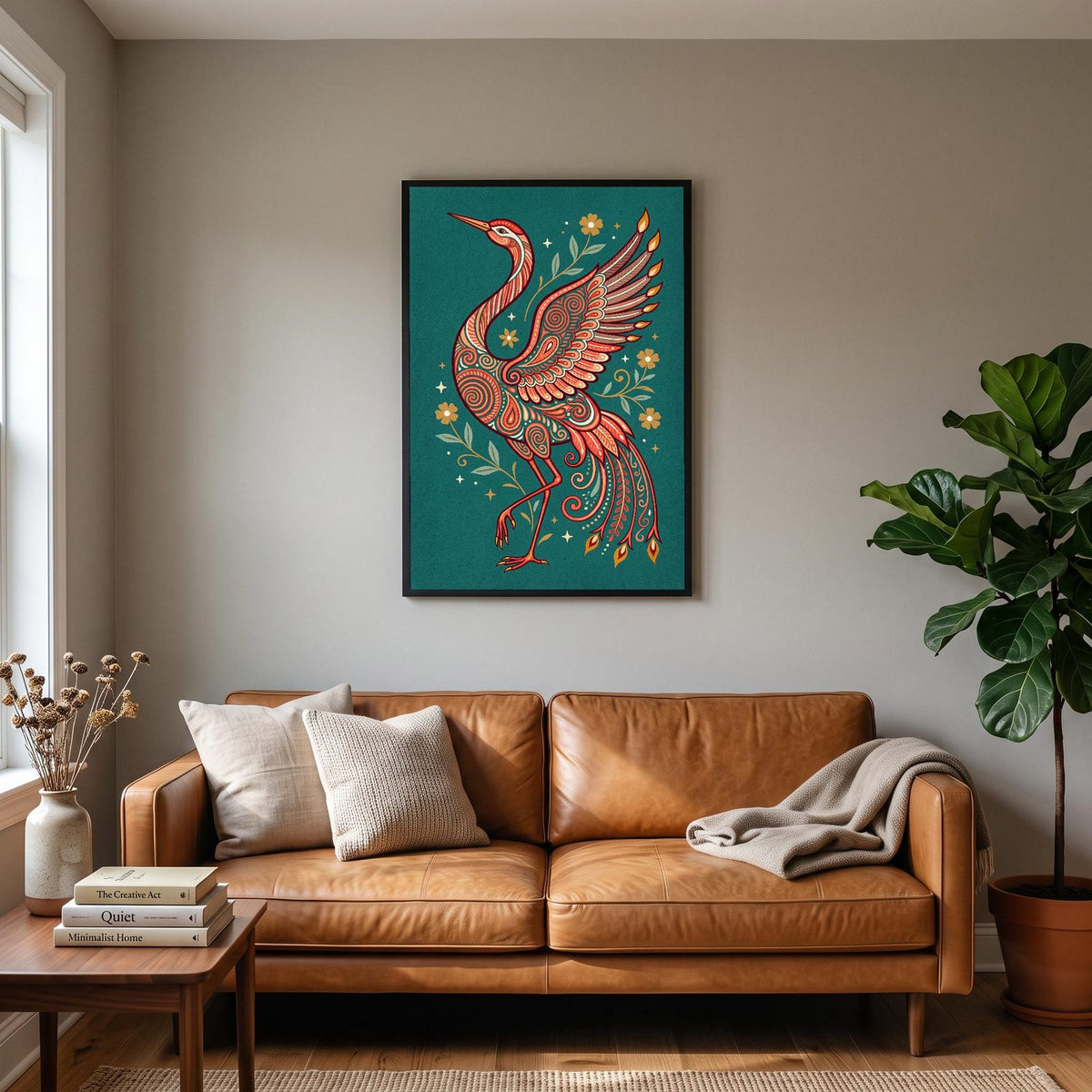 Crane Folk Art Print