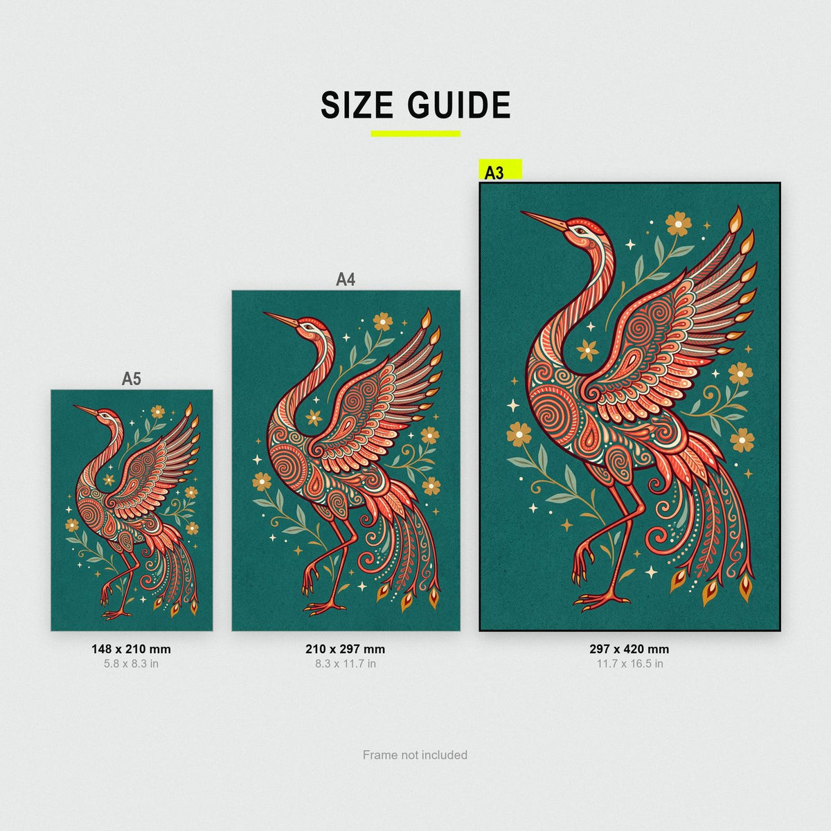 Crane Folk Art Print