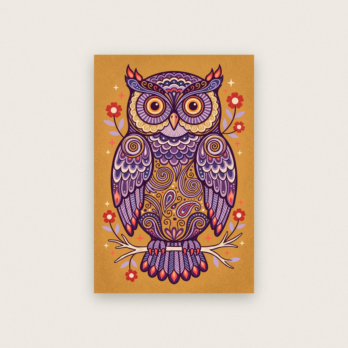 Owl Folk Art Print