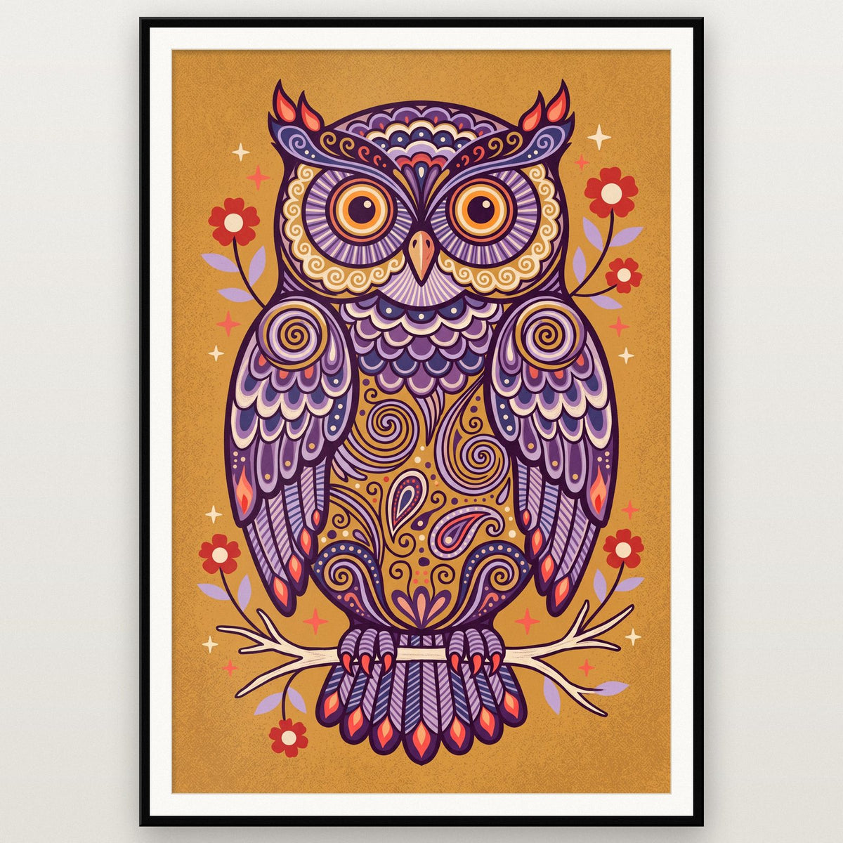 Owl Folk Art Print