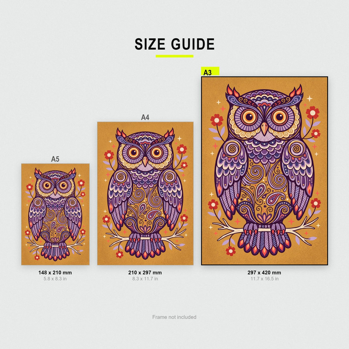 Owl Folk Art Print
