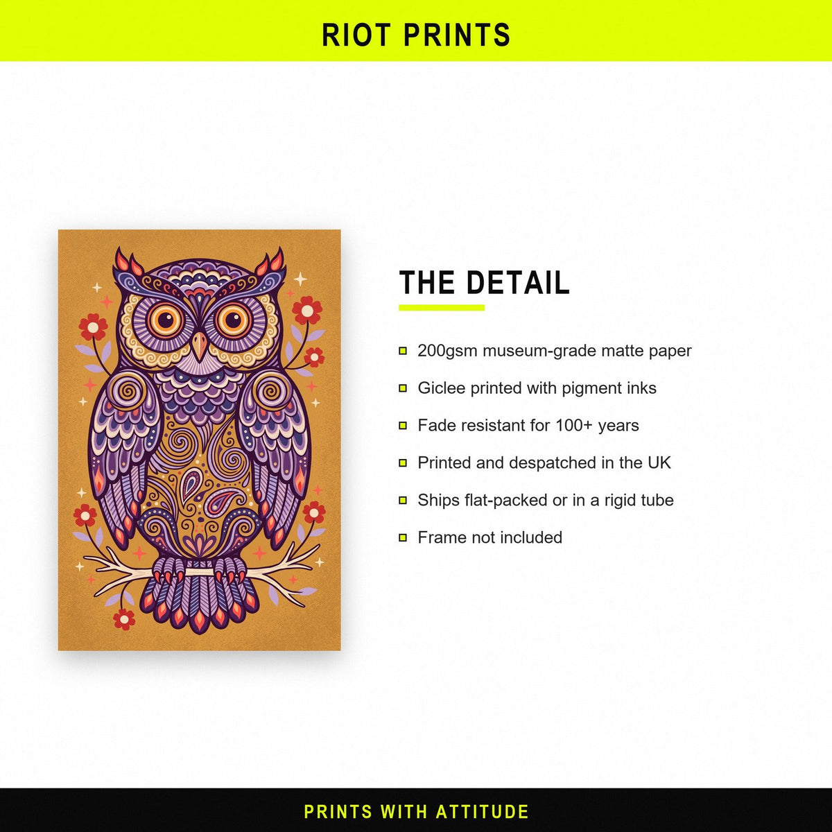Owl Folk Art Print