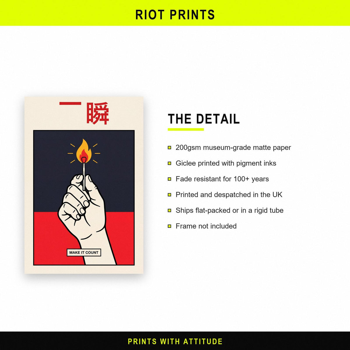 Isshun Kanji Card Japanese Graphic Art Print