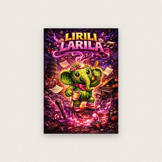 Lirili Larila Cactus Elephant Meme Poster