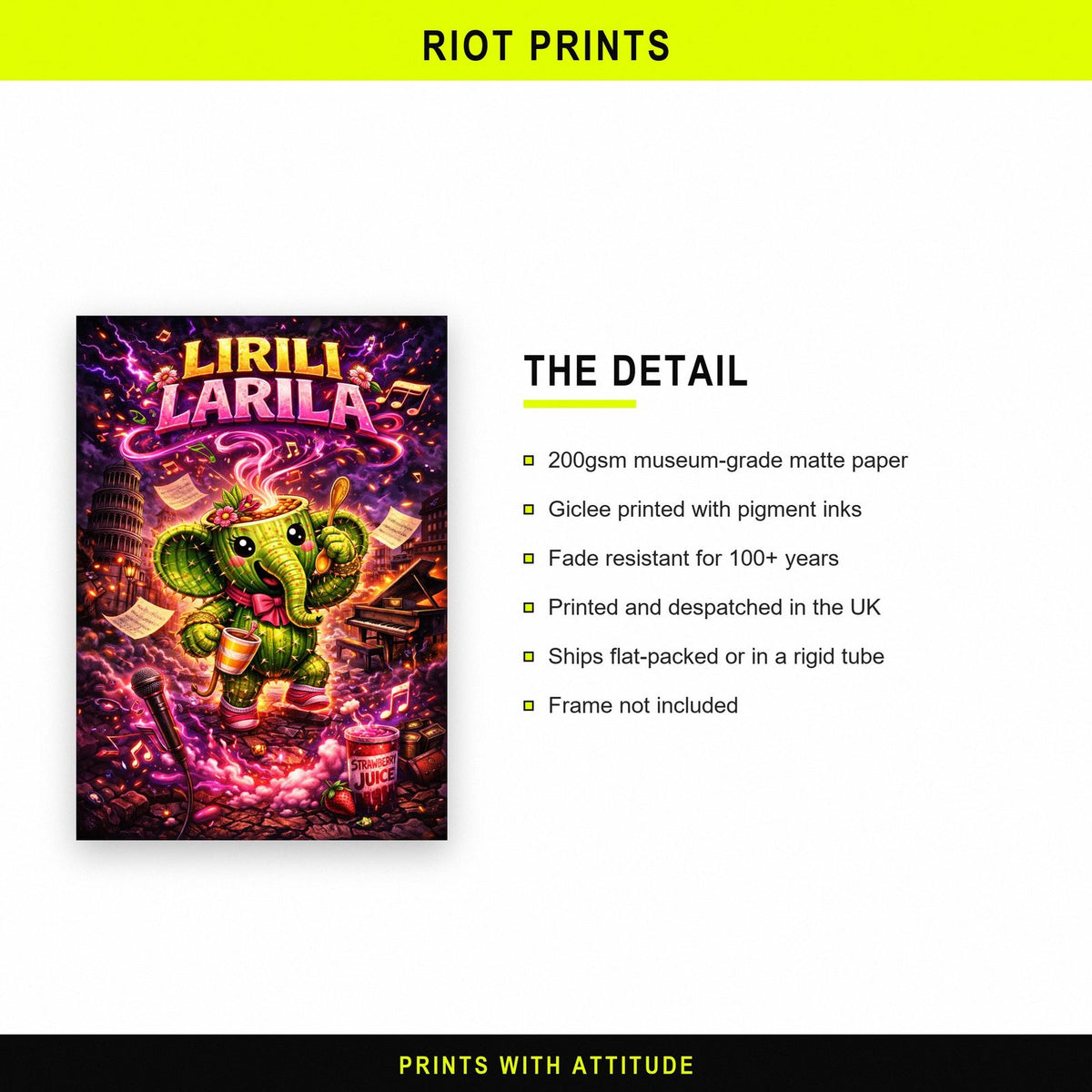 Lirili Larila Cactus Elephant Meme Poster paper and printing specification