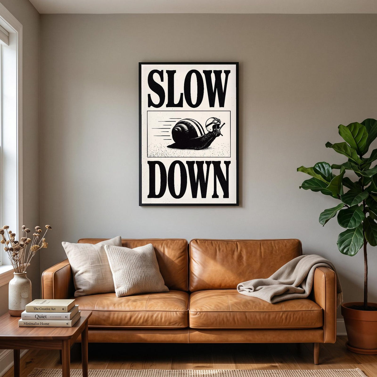 Slow Down Woodcut Typography Art Print
