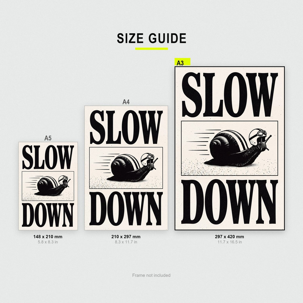 Slow Down Woodcut Typography Art Print