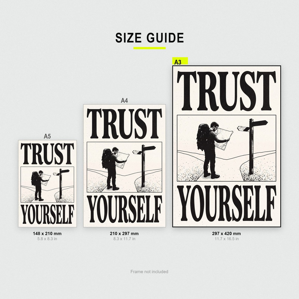 Trust Yourself Woodcut Typography Art Print