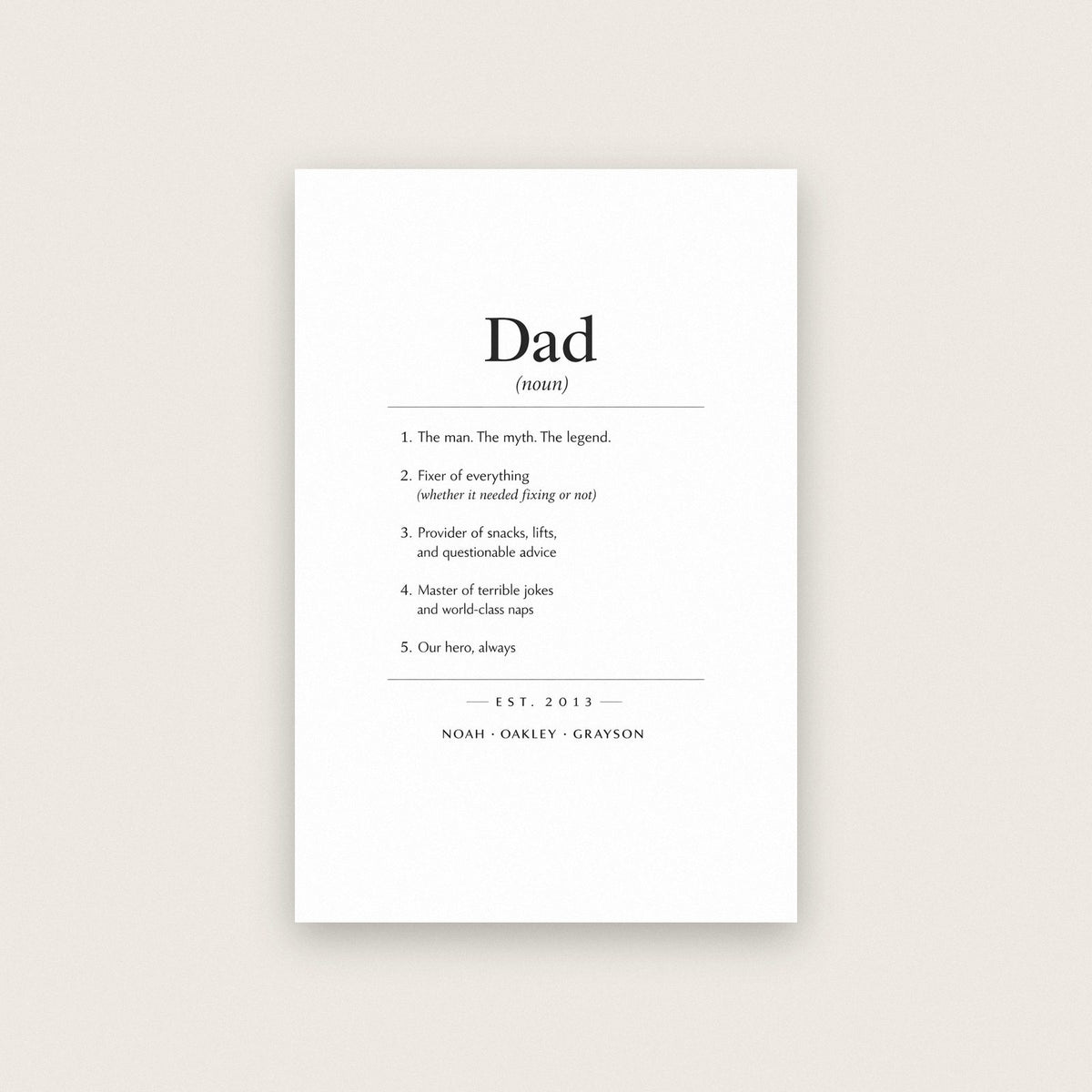 Personalised Dad Definition Print