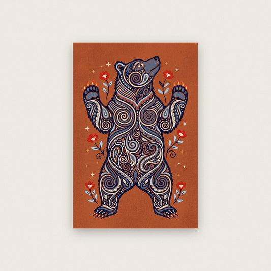 Ornamental Bear Folk Art Print