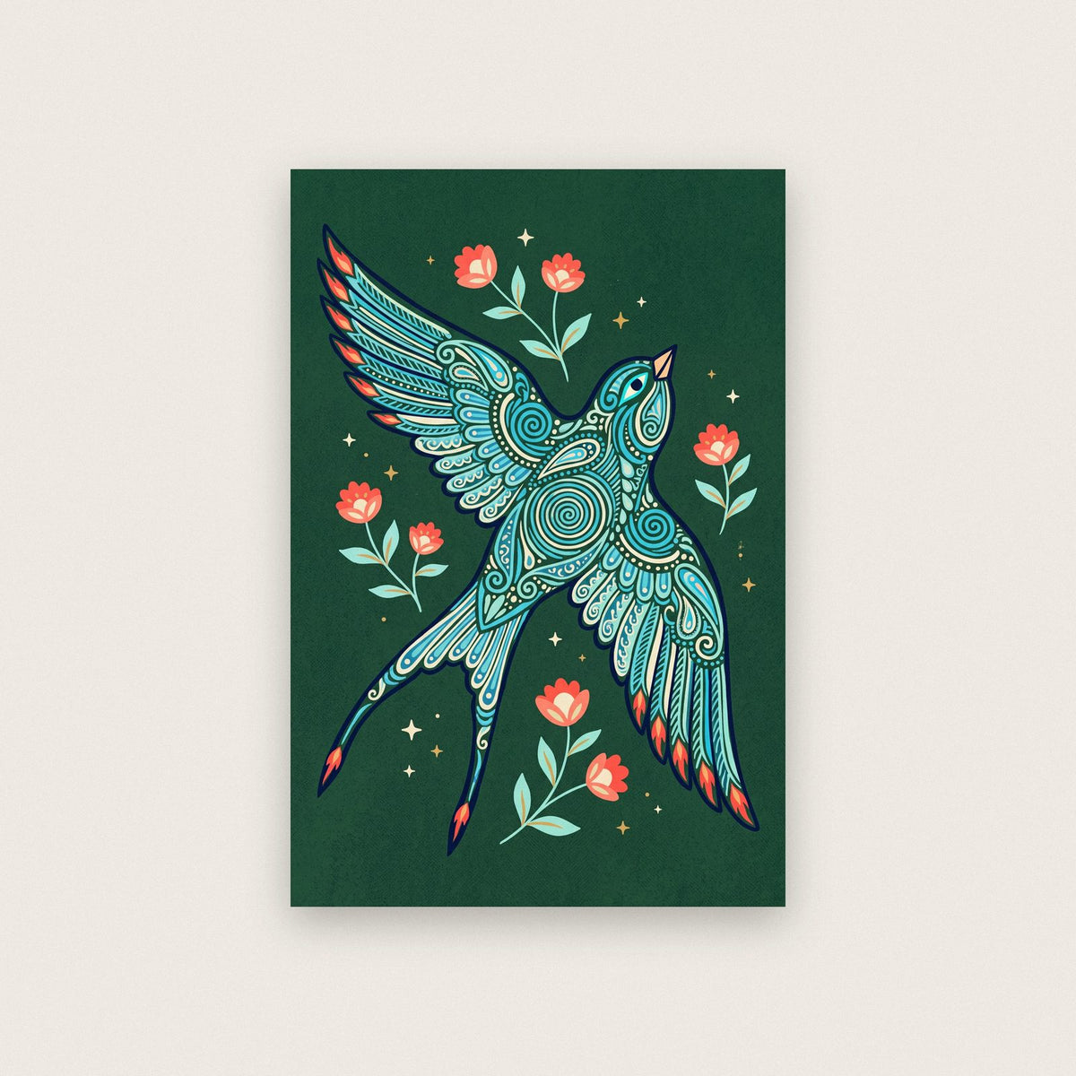 Swallows Folk Art Print