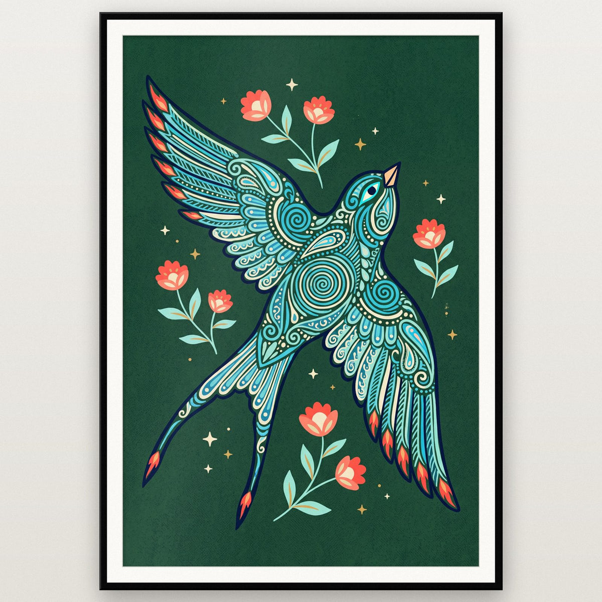 Swallows Folk Art Print