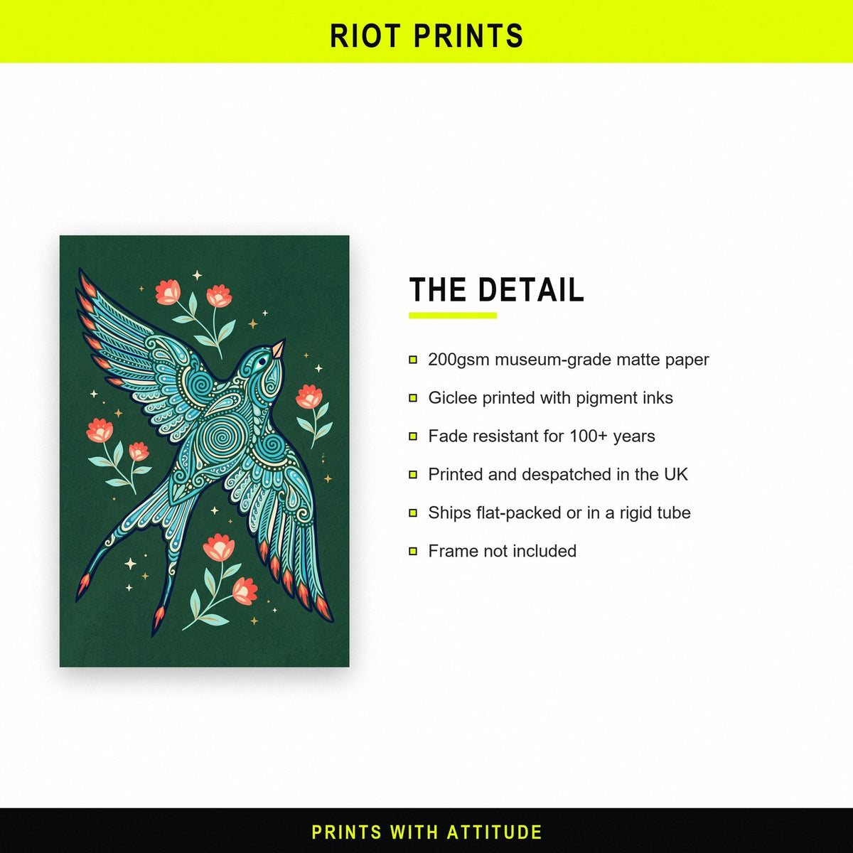 Swallows Folk Art Print