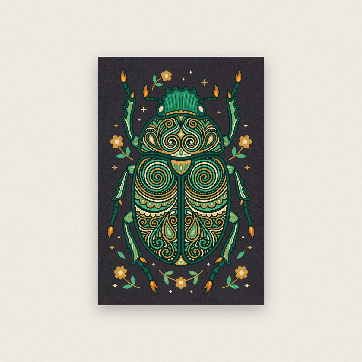 Scarab Beetle Folk Art Print