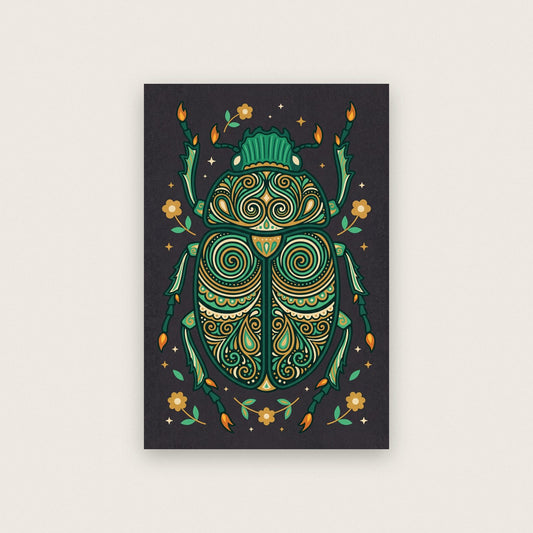 Scarab Beetle Folk Art Print