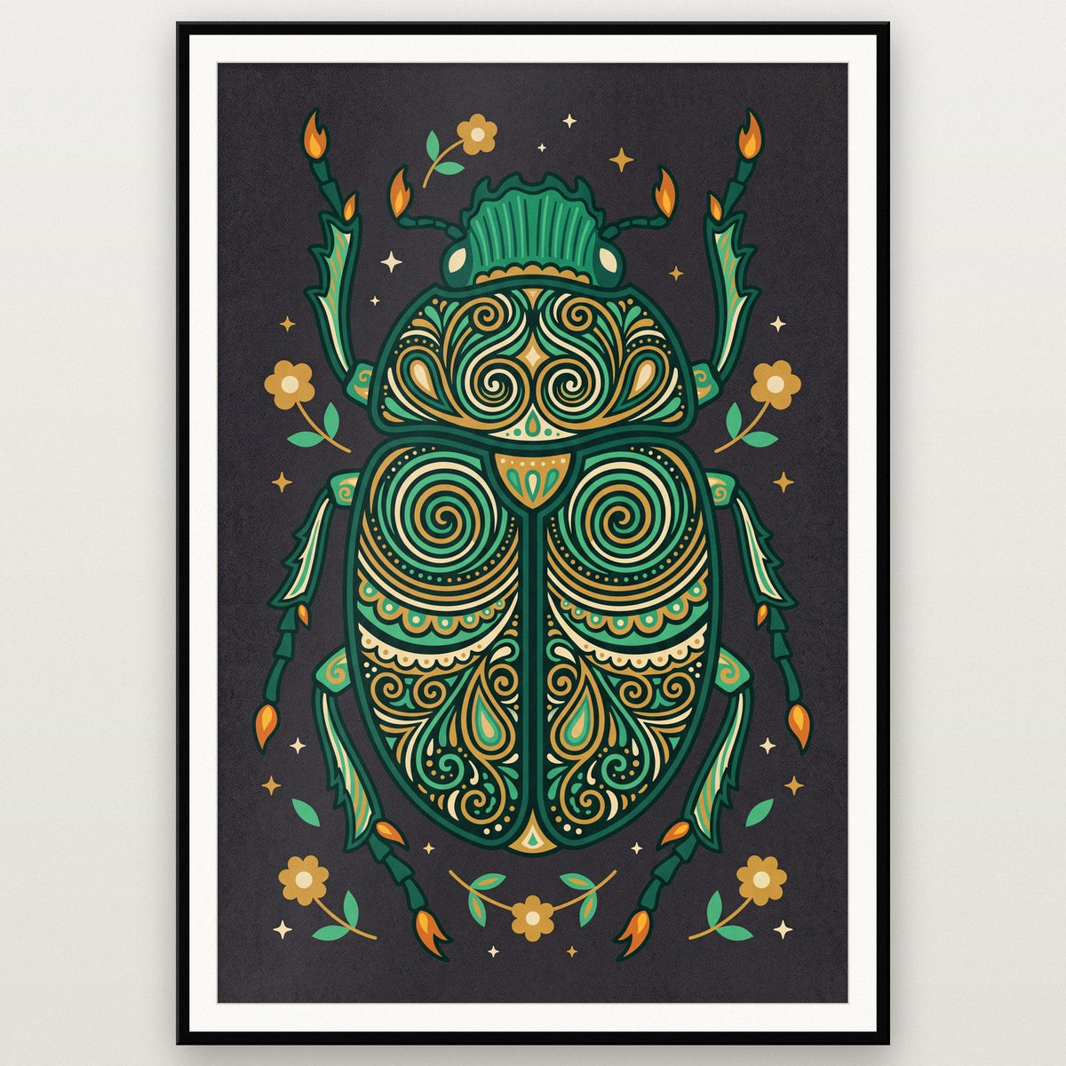 Scarab Beetle Folk Art Print