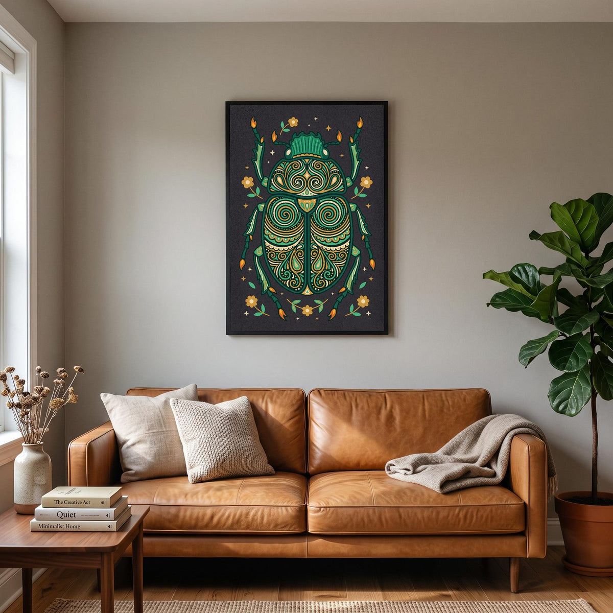 Scarab Beetle Folk Art Print