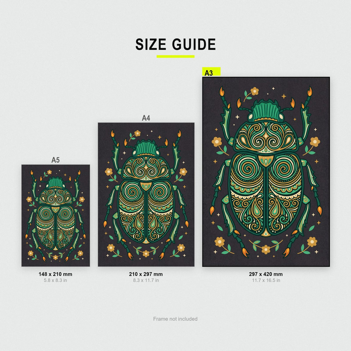 Scarab Beetle Folk Art Print
