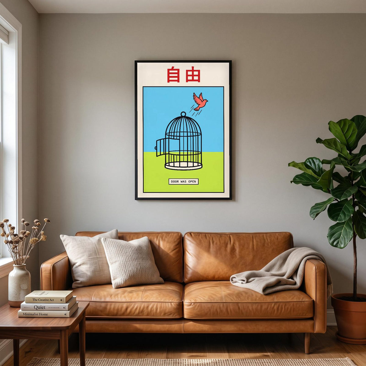 Jiyu Kanji Card Japanese Graphic Art Print