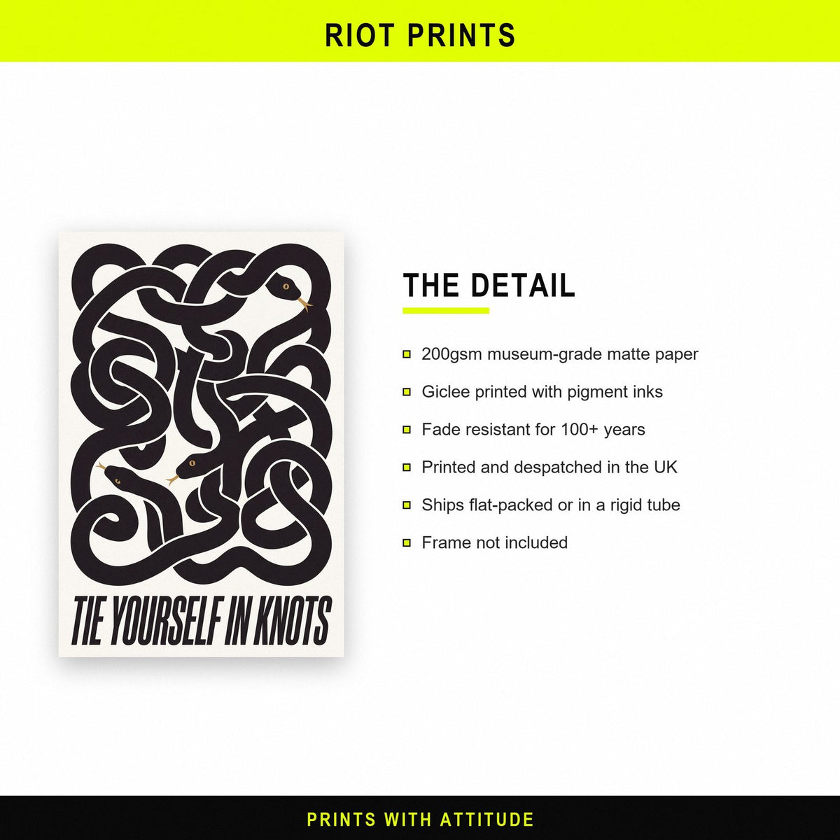 Tie Yourself In Knots Typography Art Print