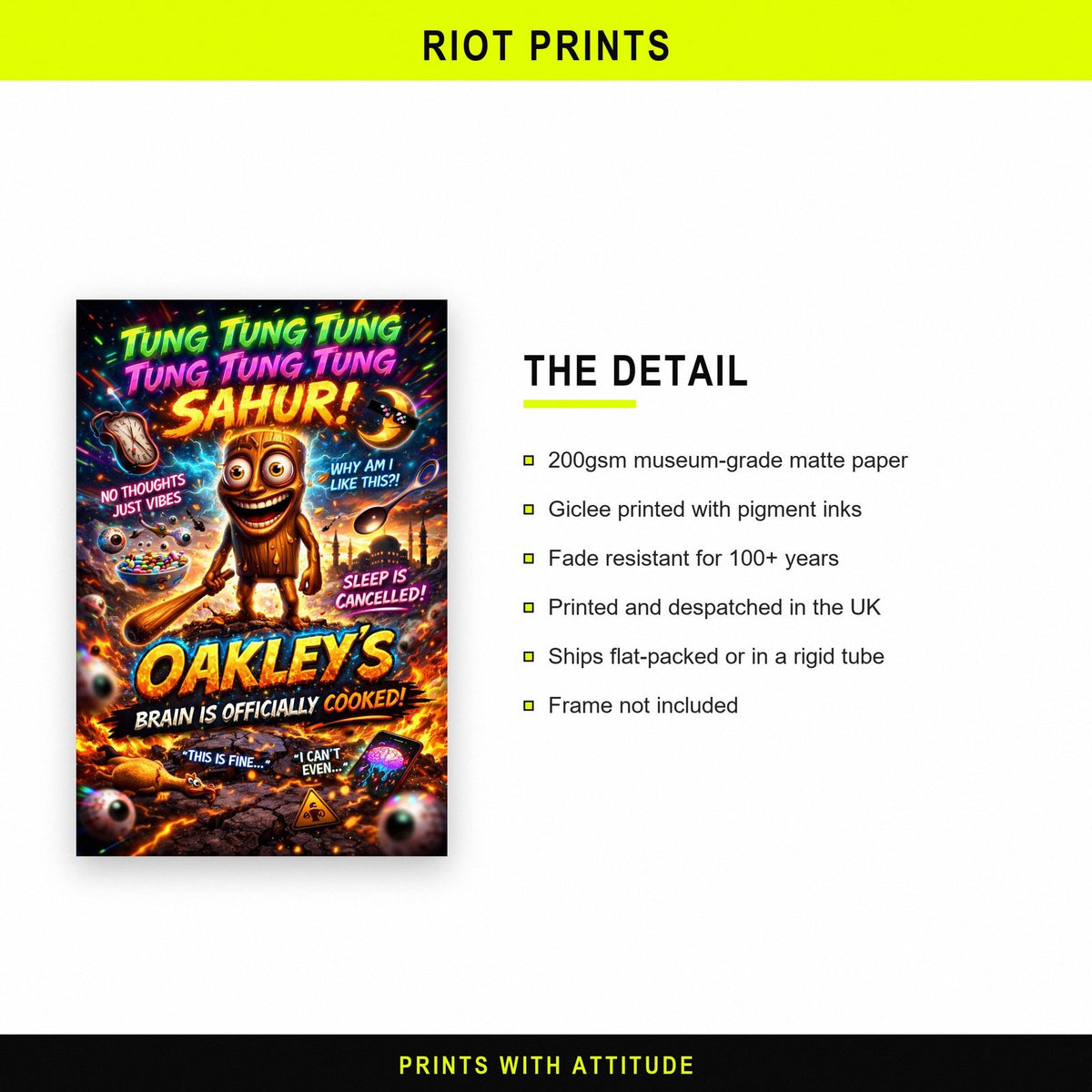 Personalised Brain Rot Poster paper and printing specification