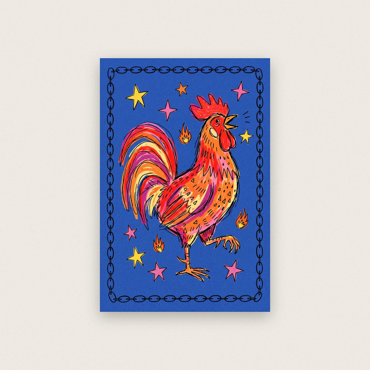 Folk Rooster Art Print